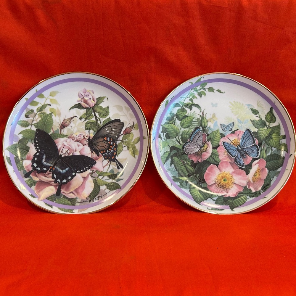 The Hamilton Collection Paul Sweany Butterfly Garden Set of 2 Decorative Plates